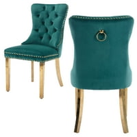 Vintage i luksuzni stil baršunat tkanine tufted daljinski stolica sa metalnim nogama i ukrasom noktiju