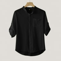 Muška majica Male Collarwown košulja Casual Solid Colly rukava Top bluza Pamuk pamučna majica modna