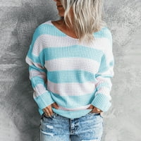Entyinea ženski polo džemper zimski lagani pletenje pulover pulover Sky Blue XXL