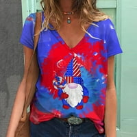 Oalirro Ženska bluza Neovisnosti za neovisnost Cvjetni bluze za žene Dressy Elegant Patriots Okrugli
