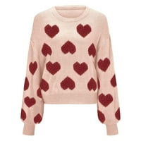 Ženski pulover Dukseri ženski dan zaljubljenih slatki ljubavni uzorak pleteni džemper mekan i gladak