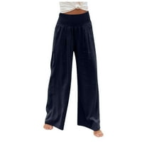 Drokolifer široke noge joga hlače za žene slobodno udobne dukseve s džepovima visoki struk rastezljive
