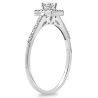 DazzlingRock kolekcija 0. Carat 14K Princess & Okrugla Diamond Dame Bridal Halo Angažman prsten, bijelo zlato, veličina 6