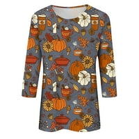 Halloween majice za žene jeseni modni bundevi print rukav sa kopče