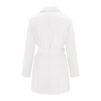 Ženska haljina s dugim rukavima s dugim rukavima, čvrsta boja Mid Duljina jakna bijela XL