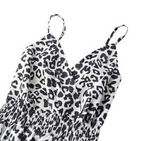 Haljine za žene bez rukava za tisak Leopard uzorak V-izrez Mini Slim Fit svakodnevno casual elegantno