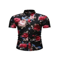 LAMUUSAA MAN Ljeto odjeću za plažu, cvjetni rever kratkih rukava - Otvorena majica - Thartsa Trenerka