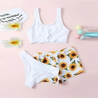 Cvjetni kupaći kostimi Ljeto Print Sunflower Girls 'Crisscross Trodijelne slatke djevojke kupaće kostime bijele_ 150
