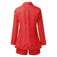 Wozhidaoke kratke hlače za ženske jakne od vest od solidne boje Modni temperament High struk kratke hlače Tri ženskog odijela Crveni XL
