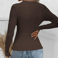 Zrbywb Ženske vintage casual džemperi Žene tanke pune boje kvadratnog vrata za pletenje u jesen i zimi