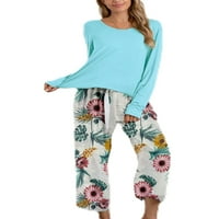 Avamo dame labavo pune boje pidžama setovi elastični struk sa džepovima Spavaće odjeće Cvjetni ispis