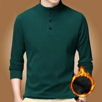 Muški ležerni pola turtleneck pulover dugih rukava za dugih rukava topla topla tanka majica tamnozelena