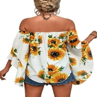 Leuncero ženska ležerna majica na plaži Sexy Boho Šifon vrhovi hladnog ramena cvjetni tisak tee