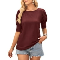 Miayilima majice za žene Top obične okrugle vratne ležerne košulje T Dugme TOP Ljetna modna majica