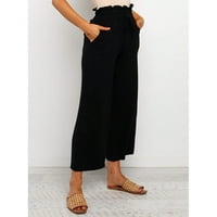 Duge labave pantalone za žene visoke struke ravne devete pantalone za odlazak na plažu