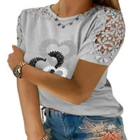 Capreze Ženska bluza s kratkim rukavima Ljeto labave majice izdubljene modne tuničke vrhove Srce, Ležerne
