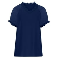 Odeerbi Ženske vrhove Dressy casual bluza Trendi pola rukava pulover s pulovernim plavom bojom