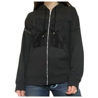 Cardigan za žene Trendy puni zip hoodie ispisana prevelika jakna s dugim rukavima s dugim rukavima
