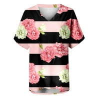 Ženski vrhovi Dressy Casual Floral Tie Dye V izrezana bluza