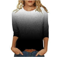 Ženska modna ispisana labava majica rukava bluza okrugli vrat casual top crni xxl na prodaju