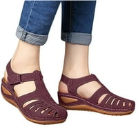 HVYesh ženske sandale zatvorene sandale za žene boemske casual ljeto dvosmislen klin sandal ravne velcro