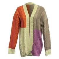 Ženska kardigan modni dugi rukav u boji blok kontrast casual lagana mekana džemper kardigan jakna