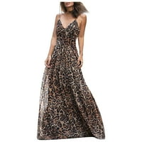 Bigersell tank gornje haljine za žene Modni Leopard Print V-izrez Halter haljina Ženska haljina haljina