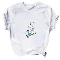 Košulje za žene ptice kratkih rukava Print Tunic Tunika Tunička labava majica Bluza Bež m