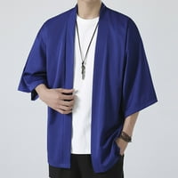 Polo majice za muškarce muško ljetna košulja Solid Kimono poluljeve elegantne gornje od ramena labava