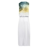 Ljetna haljina za žene bez rukava okrugli izrez Maxi haljine od pune boje vilica za otvaranje plaže