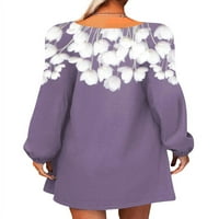 Mini haljina za cvjetnu haljinu s dugim rukavima za žene V izrez