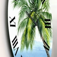 Palm Art DesiganTart 'Palm na prizemlju na plaži' nautički i obalni zidni sat u. Širom unutra. Visoko