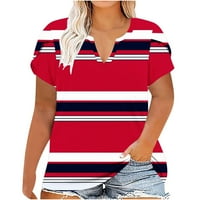 Prevelike majice za žene kratki rukovi Bluze Regularne fit T majice Pulover tees vrhovi prugaste majice