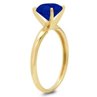 Simulirani plavi safir 14k žuti zlatni godišnjički angažman prsten od 15K žutih zlata