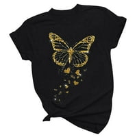 Honeeladyy popust Zlatna leptira za žene Novost štampanje kratkih rukava Majica Summer Casual Cool Tops