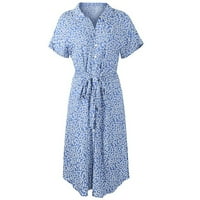 Cleariance Ljetne haljine za žene tiskane srednje dužine A-line kratkih rukava kratkih rukava s V-izrezom