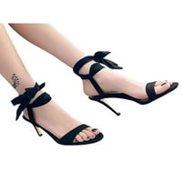 Crocowalk Ženske sandale za pete čipke udruge Strapppy Sandal gležnja haljina cipele za žene Ležerne cipele Formalno modno Stiletto visoke pete crna 4,5