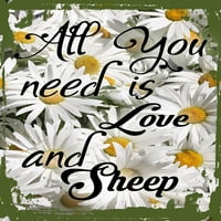Daisy cvjetna zidna umjetnost Sve što trebate je ljubav i ovčje farme životinjski limenki zidni znak
