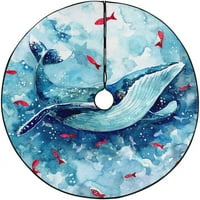 Watercolor Whale Fish Xmas božićno stablo suknje za štand za odmor za zabavu Unutarnji otvor na otvorenom