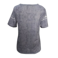 Miayilima Grey XXXL majice za žene Kratki gradijent O-izrez Redovito Ispis Ljeto Top Žene Seleves Ženska
