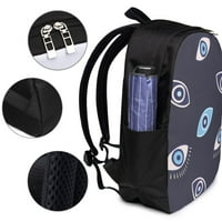 17 backpack laptop, crtani plavi oči uzorak modni putni ruksak sa USB i kablovskim slušalicama za muškarce
