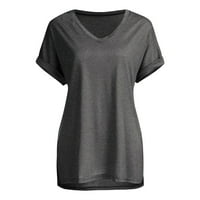 Leylayray Ženske vrhove Ženski kratki rukav V-izrez Casual Comfy Tops Majica Dame Solid Color Bluza
