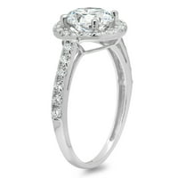 2. CT sjajan okrugli rez pravi prirodni dijamant VS1-VS J-K 14K bijelo zlato Halo obećaj vjenčanja Izjava