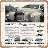 Metalni znak - Međunarodni kamioni Lagana dužnost. Ali sav kamion vintage ad - Vintage Rusty Look