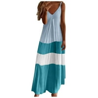 Amousa Womens Tie-Dye Pulover plaže Maxi Boho Sunderss: Labave haljine duge haljine ženske haljine