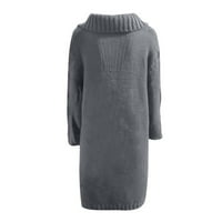 Kardigan džemperi za žene prevelizirani zimski zgužvani pleteni rever Dugi džemper kaputi Ležerni Chunky