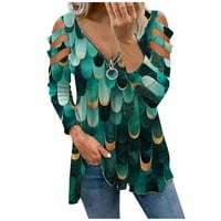 Puawkoer ženska bluza sa zatvaračem Osnovna bluza Žene vrhovi zelene boje