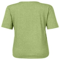 Eleluny Women V izrez Zip majica kratki rukav labav tops casual bluza plus veličina zelena 5xl
