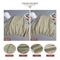 Chase Secret ženske prevelike džempere seksi duboki V izrez Jumper vrhovi kamen za džemper s dugim rukavima,