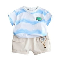 TODDLER Baby Boy Decke Die Tie Wave Texture Majica kratkih rukava Top Shorts sa džepom Slatka ljetna